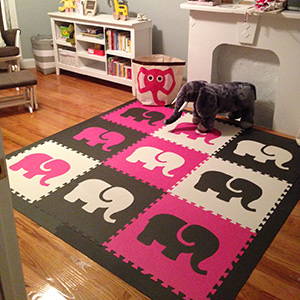 Custom SoftTiles Safari Animals- Elephant Play Mat for a Girl's Playroom- D139