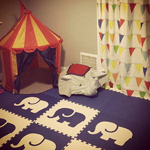 SoftTiles Safari Animals: Circus Playroom Using Die-Cut Elephant Floor Mats- D121