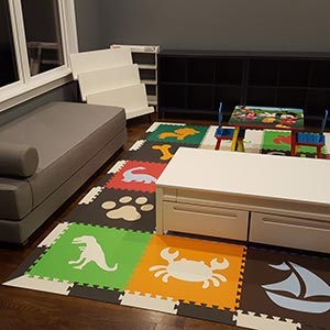 Mix different SoftTiles shapes to create a fun unique playroom floor- D185