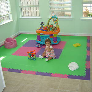 Simple and Beautiful Playroom Floor using Lime, Purple, and Pink SoftTiles- D100