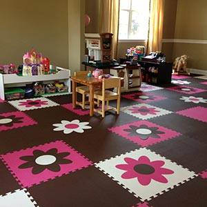 Flower Power! Fun girls playroom floor using SoftTiles Flower Foam Mats- D149