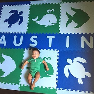 Small Personalized Sea Animals Play Mat with SoftTiles Alphabet Mats- D183