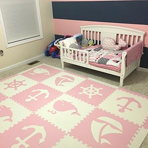 Beautiful Nautical Themed Girls Playroom in Light Pink and White- D184