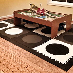 SoftTiles Die-Cut Circles Black Gray White Play Mat for Kids Play Area- D130