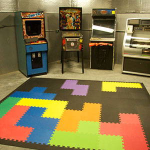 Game Room with Tetris Inspired Floor | Playroom Using 1x1 Foam Tiles- D126