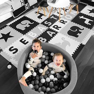 Eye-catching Personalized Playroom- Black, Light Gray, White D196