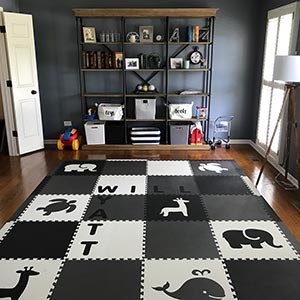 Cool Contemporary Playroom with Mixed Animals in Black, Gray, and White- D199