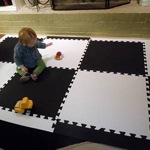 Small Mat for Small Spaces | SoftTiles Black and White Foam Mats just the right size- D104
